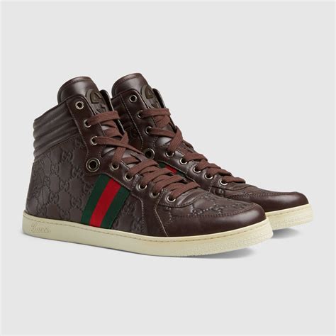 gucci major high-top leather trainers|gucci men's shoes.